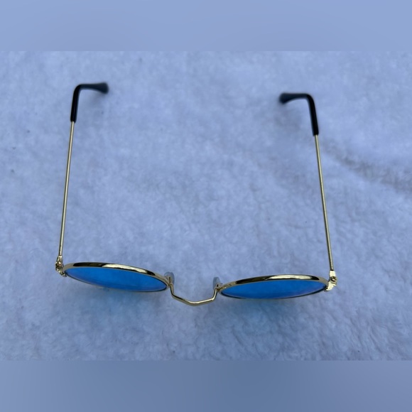 Blue Round Boho Hippie Sunglasses - Picture 3 of 10